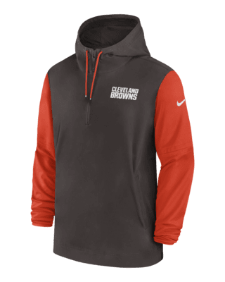 Мужская куртка Cleveland Browns Sideline Pre-Game Player Nike NFL 1/2-Zip Hooded