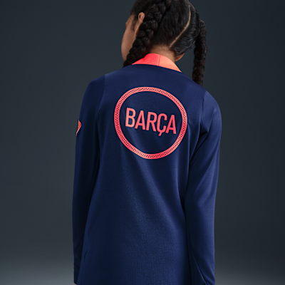 F.C. Barcelona Strike Third Older Kids' Nike Dri-FIT Total 90 Football Pre-Match Drill Top