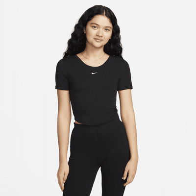 Nike Sportswear Chill Knit enges Kurzarm-Mini-Rippen-Oberteil mit Scoop-Rücken für Damen