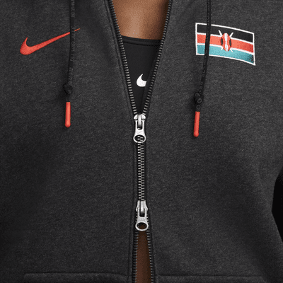 Huvtröja Team Kenya Phoenix Fleece Nike i oversize-modell med hel dragkedja för kvinnor