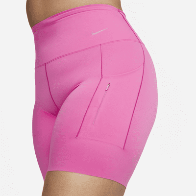 Shorts de ciclismo con bolsillos de tiro alto de 20 cm de sujeción firme para mujer Nike Go