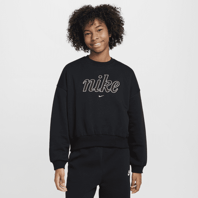 Sweat ample à col ras-du-cou Nike Sportswear Club Fleece pour fille