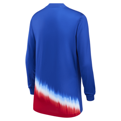 Jersey de fútbol de manga larga Nike Dri-FIT del USWNT visitante 2024 Stadium para niños talla grande Alex Morgan