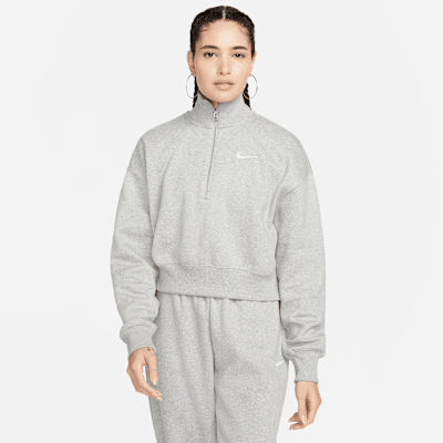 Nike Sportswear Phoenix Fleece kort sweatshirt med glidelås i halsen til dame