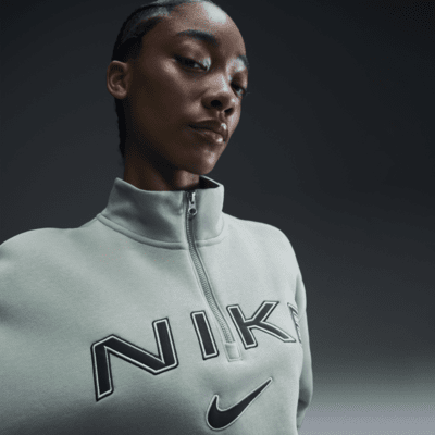 Top oversize con logo e zip a 1/4 Nike Sportswear Phoenix Fleece – Donna