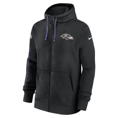 Sudadera con gorro de cierre completo Nike para hombre Baltimore Ravens Sideline Team Issue Club