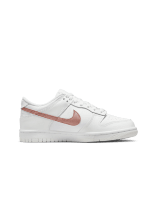 white and rose gold nike shoes