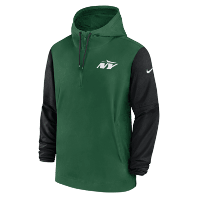 Chamarra Nike de la NFL con gorro de medio cierre para hombre New York Jets Sideline Pre-Game Player