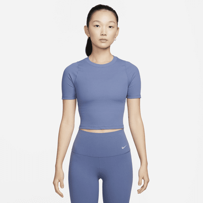 Nike Zenvy 羅紋女款 Dri-FIT 短袖短版上衣