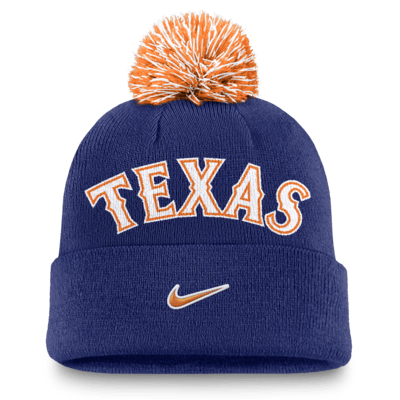 Gorro Nike de la MLB con dobladillo y pompón para hombre Texas Rangers Peak