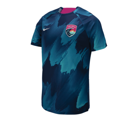 Playera Nike de la NWSL para antes del partido para hombre San Diego Wave FC