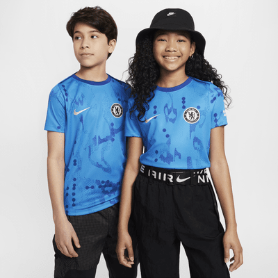 Przedmeczowa koszulka piłkarska z krótkim rękawem dla dużych dzieci Nike Dri-FIT Chelsea F.C. Academy Pro