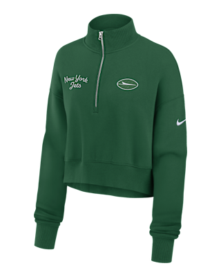 Женские  New York Jets Phoenix Nike NFL Cropped 1/4-Zip Crew