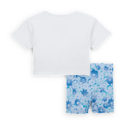Tvådelat set Nike Flow-Ral med mönstrade cykelshorts för baby (12–24 mån)