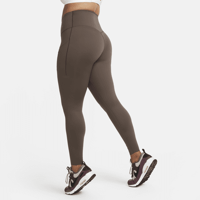 Nike Go leggings i full lengde med fast støtte, høyt liv og lommer til dame 