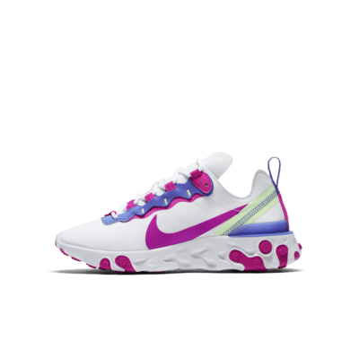 nike react element 55 trainers in black and white