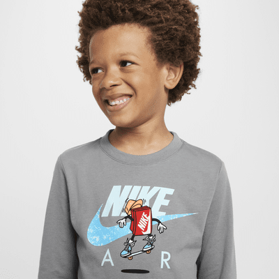 Playera de manga larga Air de corte cuadrado para niño talla pequeña Nike