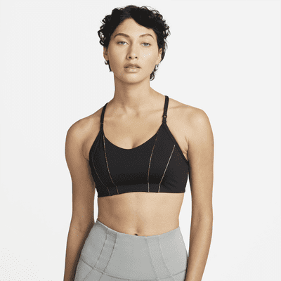 Nike Yoga Dri-FIT Indy Women's Light-Support Padded Metallic Tape Sports Bra. Nike CA