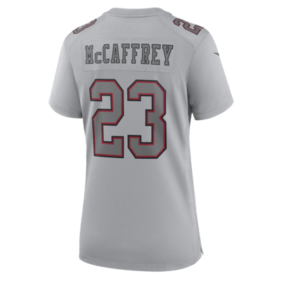 Jersey game Nike de la NFL Atmosphere para mujer Christian McCaffrey San Francisco 49ers Super Bowl LVIII