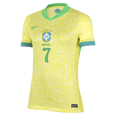 Jersey de fútbol Nike Dri-FIT de la selección nacional de Brasil visitante 2024 Stadium Vini Jr. para mujer