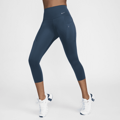 Leggings cropped de tiro alto y sujeción firme con bolsillos para mujer Nike Go