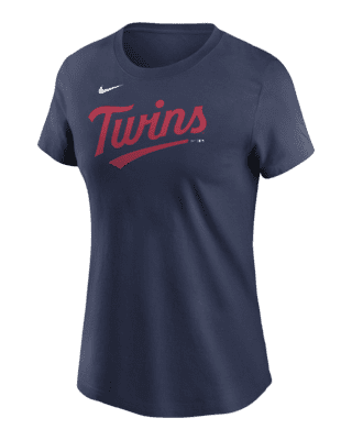 Nike Women's Modern Baseball Arch (MLB Minnesota Twins) 3/4-Sleeve T-Shirt in Red, Size: Small | NKFF036NMTF-0LT