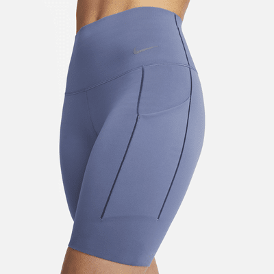 Shorts de ciclismo con bolsillos de 20 cm de tiro alto y media sujeción para mujer Nike Universa