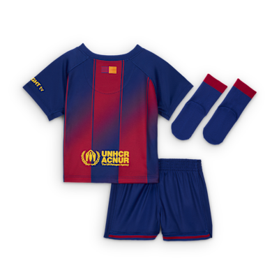 FC Barcelona 2025/26 Stadium Home dreiteiliges Nike Replika Fußballtrikot-Set (Babys und Kleinkinder)