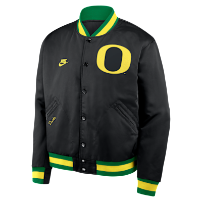Chamarra bomber universitaria Nike de cierre a presión de largo completo para hombre Oregon Legacy