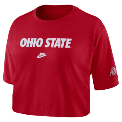 Playera cropped universitaria de cuello redondo Nike para mujer Ohio ...