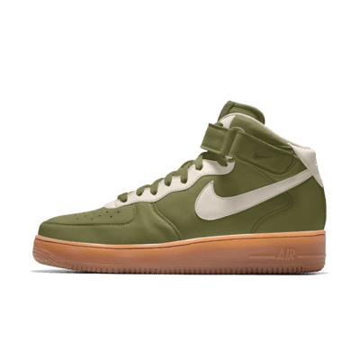 фото Женские кроссовки с индивидуальным дизайном nike air force 1 mid by you - зеленый