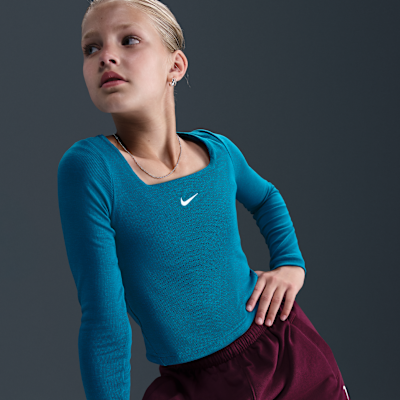 Nike Sportswear Big Kids' (Girls') Long-Sleeve Square-Neck Top