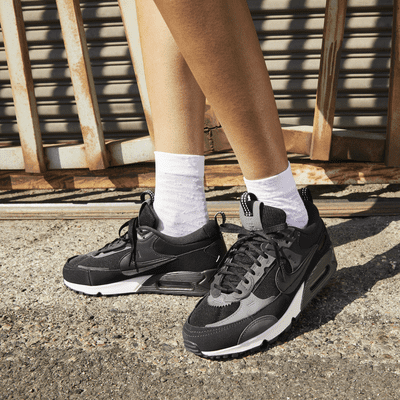 Nike Men's Air Max 90 Essential Running Shoes, Black/Grey, 10