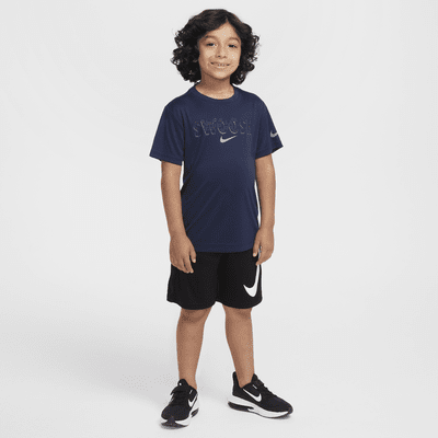 Playera Swoosh para niños talla pequeña Nike Dri-FIT "Just Do It"