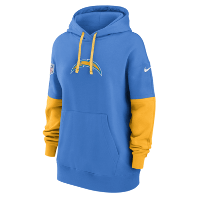 Sudadera con gorro sin cierre Nike de la NFL para mujer Los Angeles Chargers Sideline Essential