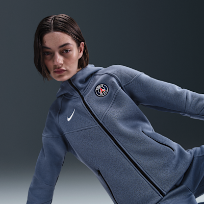 Felpa in fleece Nike Football con cappuccio e zip a tutta lunghezza Paris Saint-Germain Tech Windrunner – Donna