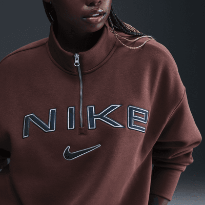 Playera con logotipo oversized de cierre 1/4 para mujer Nike Sportswear Phoenix Fleece