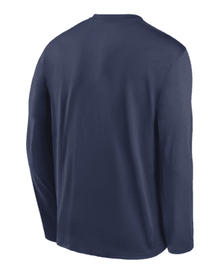 MLB Nike Milwaukee Brewers Pro Combat Core Raglan Long Sleeve Performance T- Shirt - Navy Blue