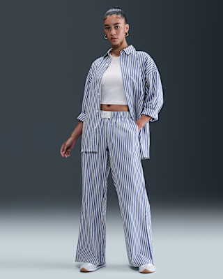 Nike Sportswear Chill Poplin Women's Mid-Rise Loose Striped Trousers
