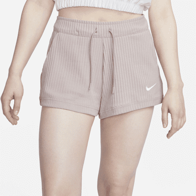 Shorts de tejido de canalé de tiro alto para mujer Nike Sportswear