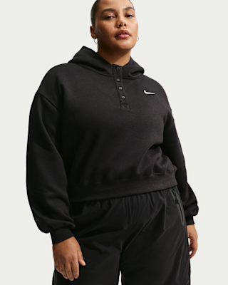Женское худи Nike Sportswear Phoenix Fleece Oversized Cropped Henley Hoodie (Plus Size)