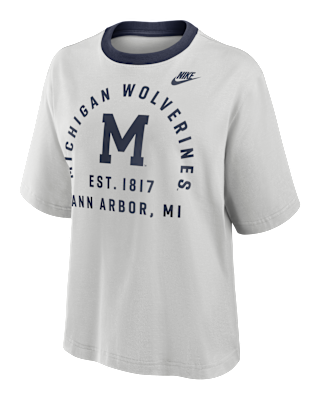 Женская футболка Michigan Legacy Arch Script Boxy Nike College