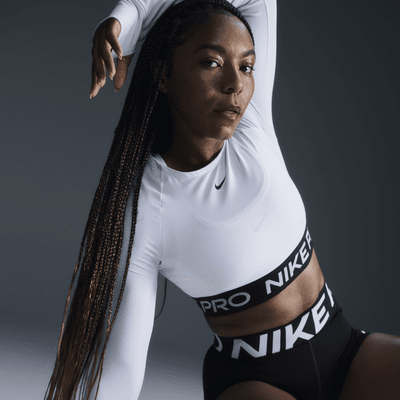 Haut court à manches longues Dri-FIT Nike Pro pour femme