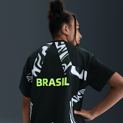 Playera de fútbol Nike para niños talla grande Brazil Premium Goalkeeper