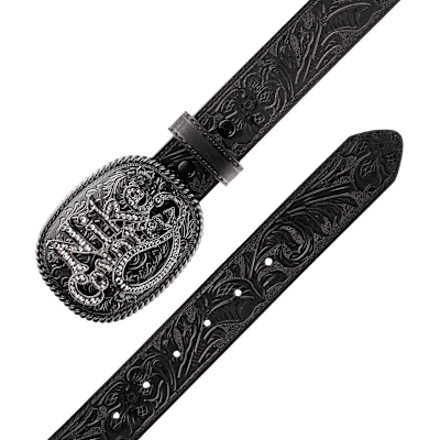 Cinturón de cuero en relieve de hebilla de placa con pedrería para hombre Nike Country