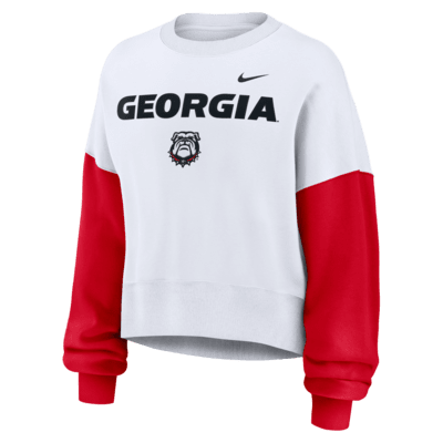 Sudadera de cuello redondo sin cierre universitaria Nike para mujer Georgia Bulldogs Primetime