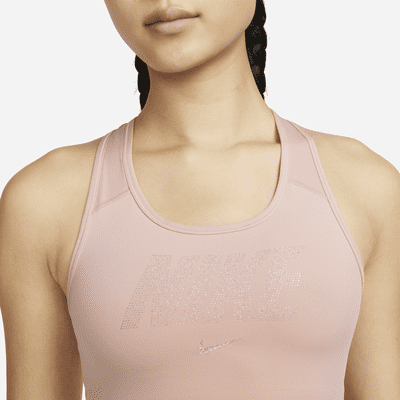 Nike Swoosh Women's Medium-Support Non-Padded Metallic Graphic Sports Bra