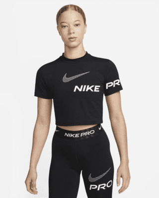 Nike Pro Dri-FIT Korte trainingstop met graphic en korte mouwen voor dames.  Nike NL