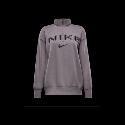 Nike Sportswear Phoenix Fleece ekstra stor overdel med logo og glidelås i halsen til dame