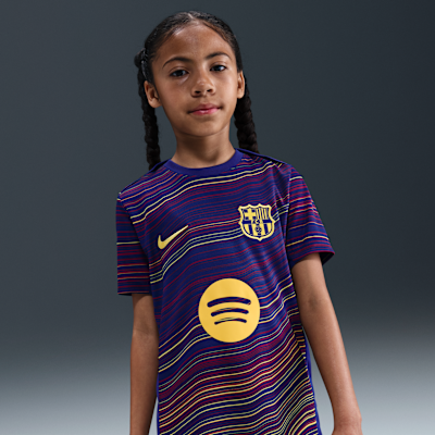FC Barcelona Academy Pro Home Big Kids' Nike Dri-FIT Soccer Pre-Match Short-Sleeve Top
